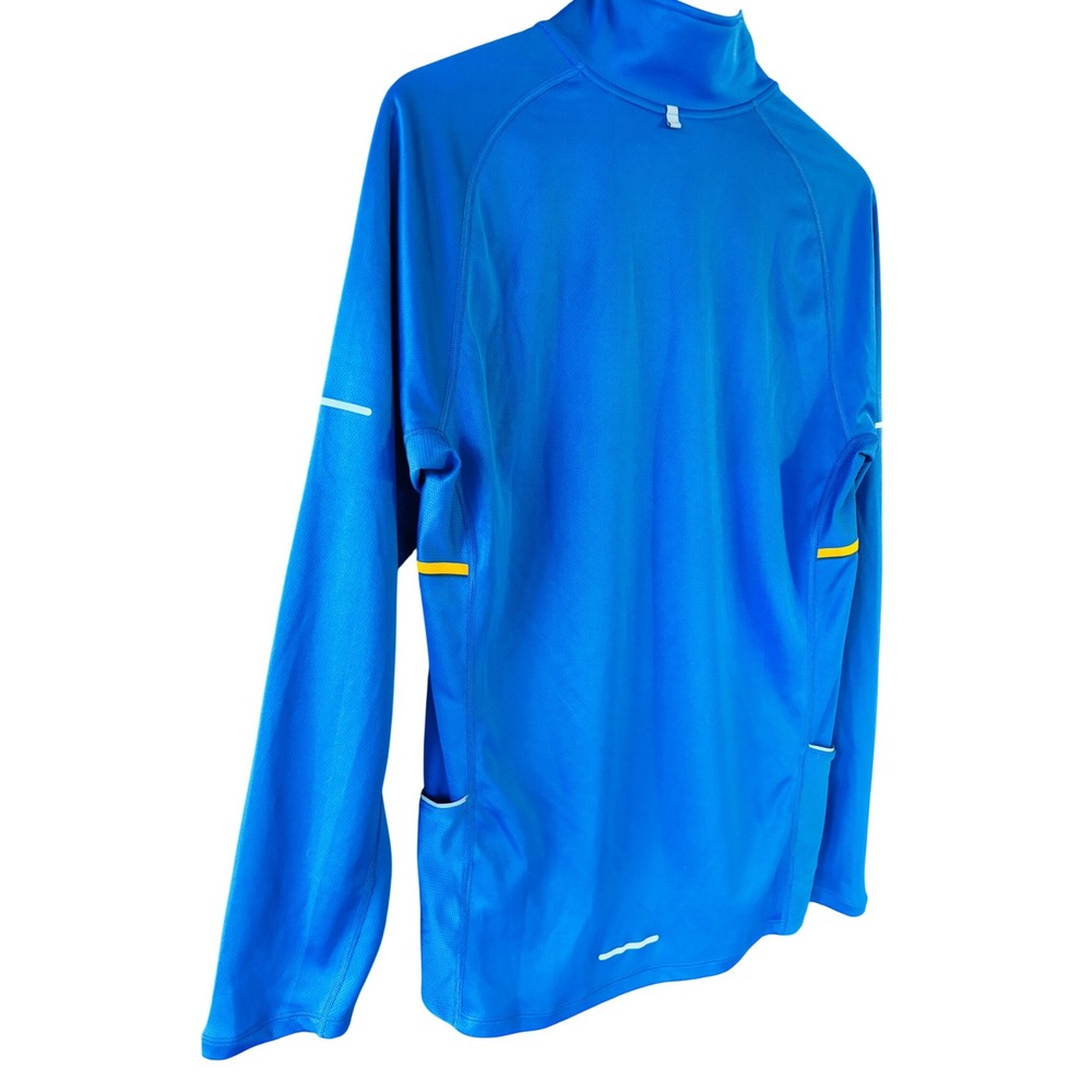 Nike Running Dri-FIT Mens Large Blue Yellow 1/4 Zip Long Sleeve Pullover 445591 - Picture 8 of 9